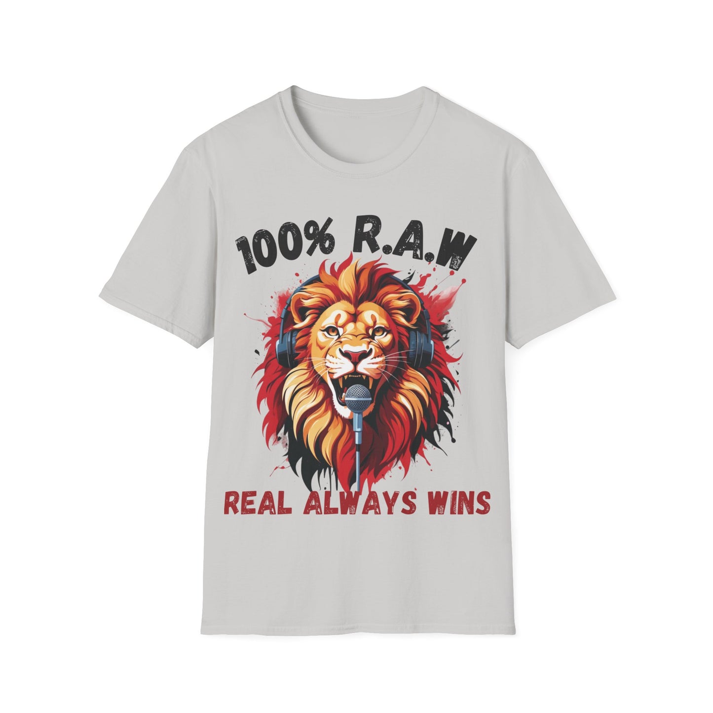 "100% R.A.W. Real Always Wins" Podcast Tee Lion